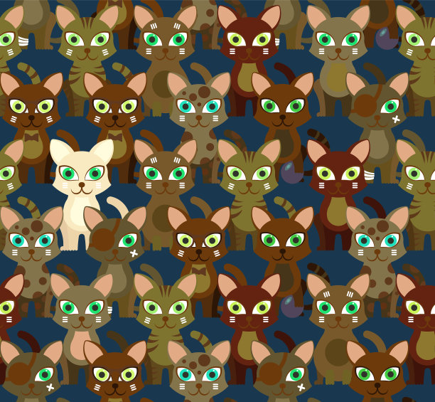 黑色无缝图案与黑猫图片下载