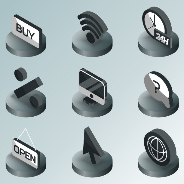 电子商务颜色等距图标图片下载