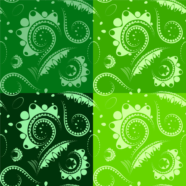 镶嵌绿色雕花和花瓣图片下载