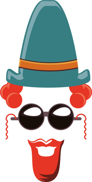 戴着太阳镜和胡子的小丑帽狂欢节图片下载