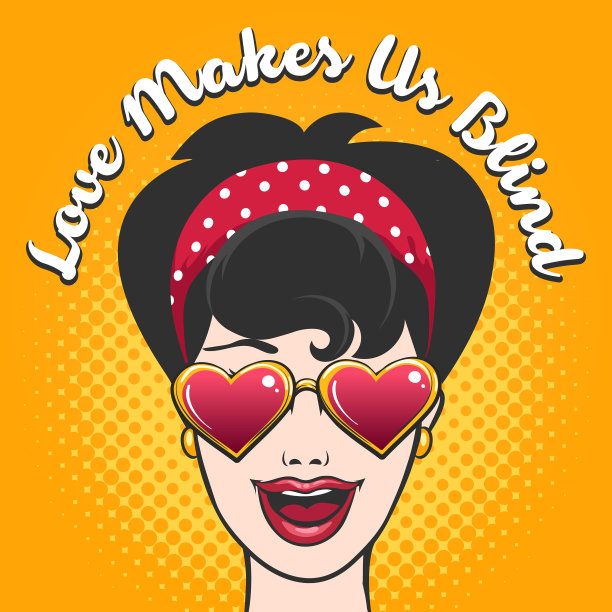 戴着心形眼镜的女人，用文字表达爱情图片下载