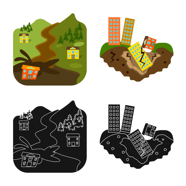 孤立对象的天气和遇险标志集图片下载