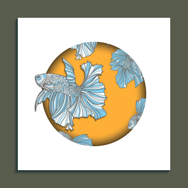 卡片上有大尾巴的鱼图片下载