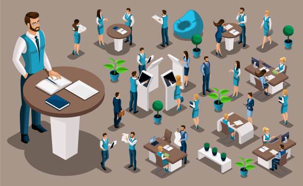 等距设置银行图标与银行雇员图片下载