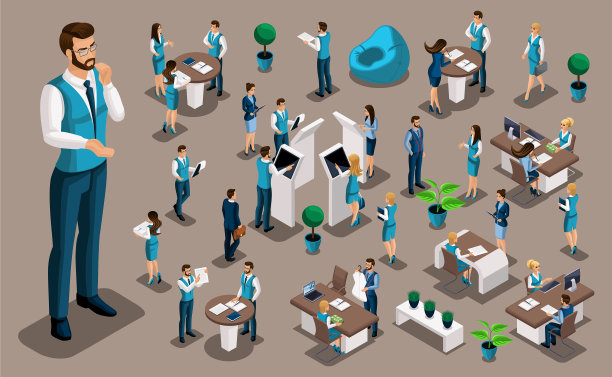 等距设置银行图标与银行雇员图片下载