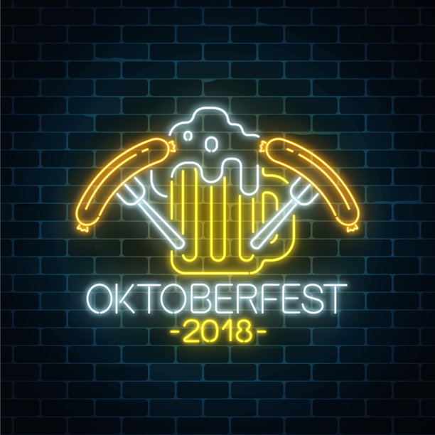 霓虹灯闪烁的啤酒节与图片下载