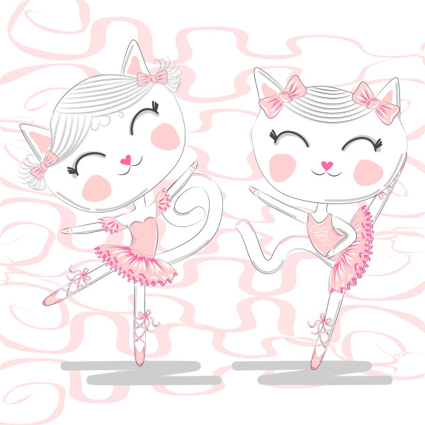 小猫芭蕾舞可爱和美丽的对象图片下载