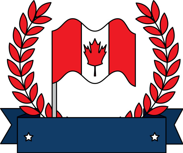 带花环的加拿大国旗图片下载