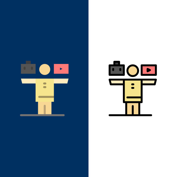 平衡生活、玩乐和工作图标的平面和线条填充图片下载