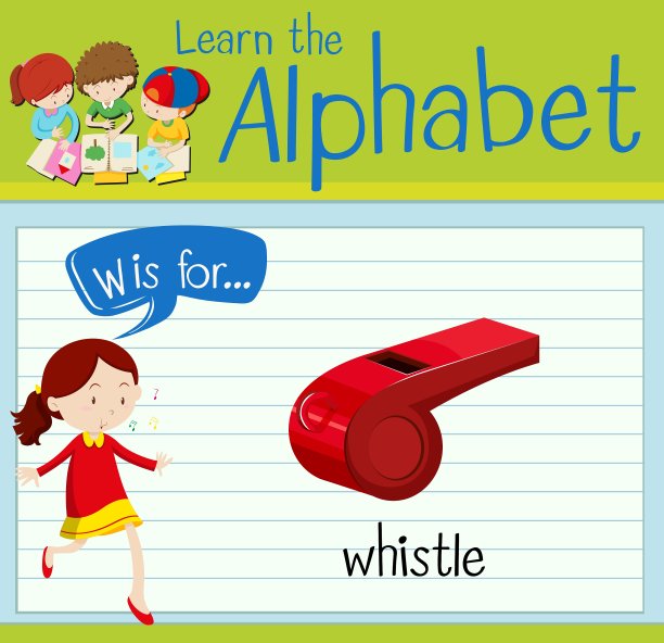 抽认卡上的字母W代表口哨图片下载