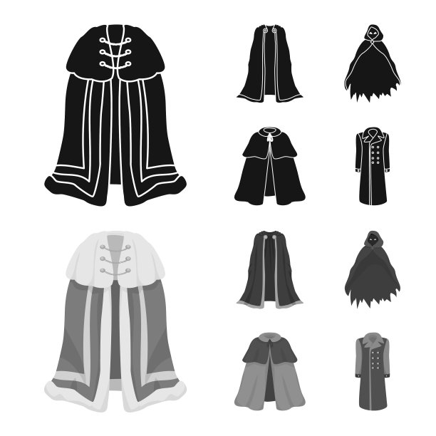 设计材料和服装图标集图片下载