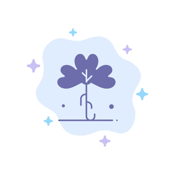 三叶草绿色爱尔兰爱尔兰植物蓝色图标上图片下载