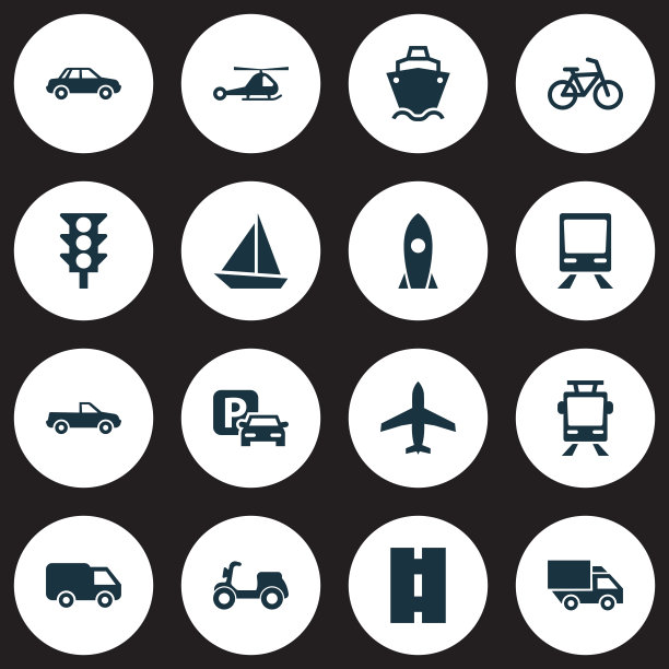 运输图标集合的滑板车方式图片下载