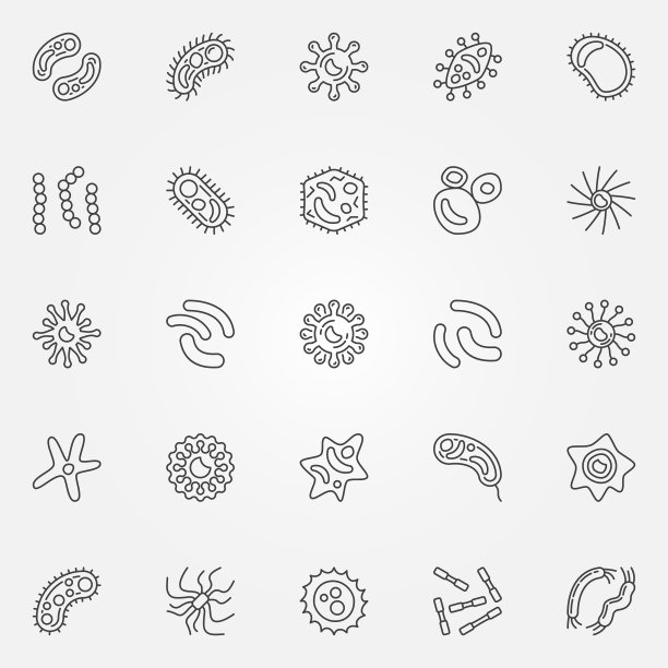 细菌轮廓图标集：微生物和病毒图片下载