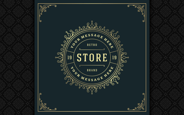 豪华标志模板黄金古董图片下载