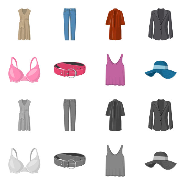 设计女装和服装标志套的图片下载