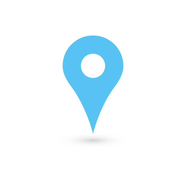 蓝色地图指针与投影在白色图片下载