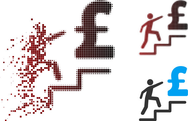 破碎的像素半色调镑业务楼梯图片下载