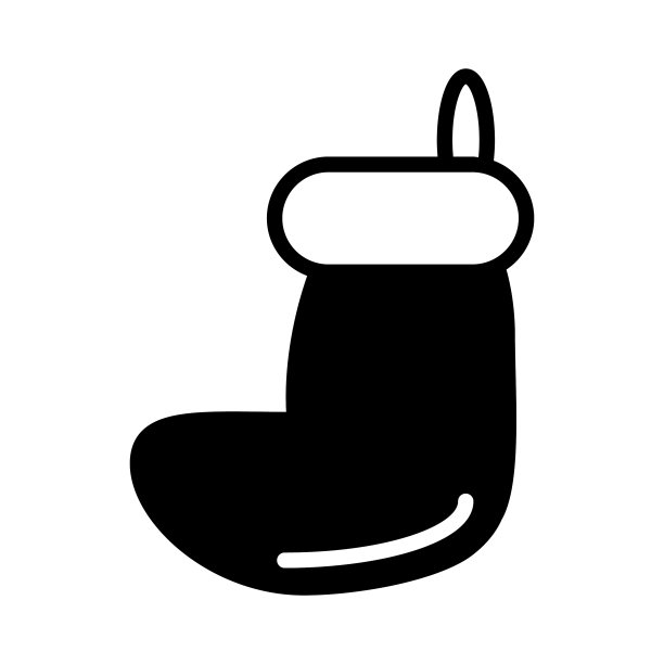 悬挂圣诞袜图标孤立在白色图片下载