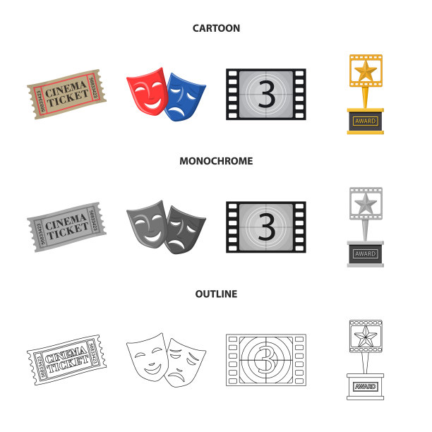 孤立的对象电视和电影的图标图片下载