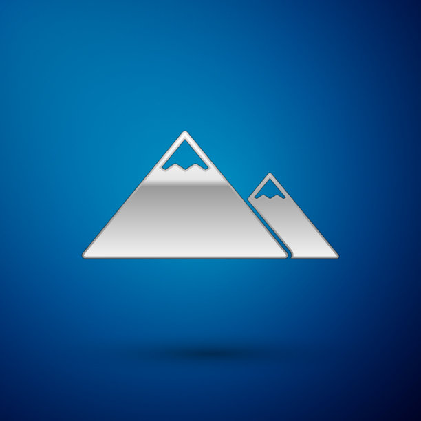 银山图标孤立在蓝色背景图片下载