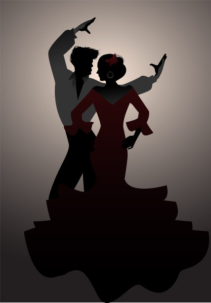 西班牙弗拉明戈舞者的剪影图片下载