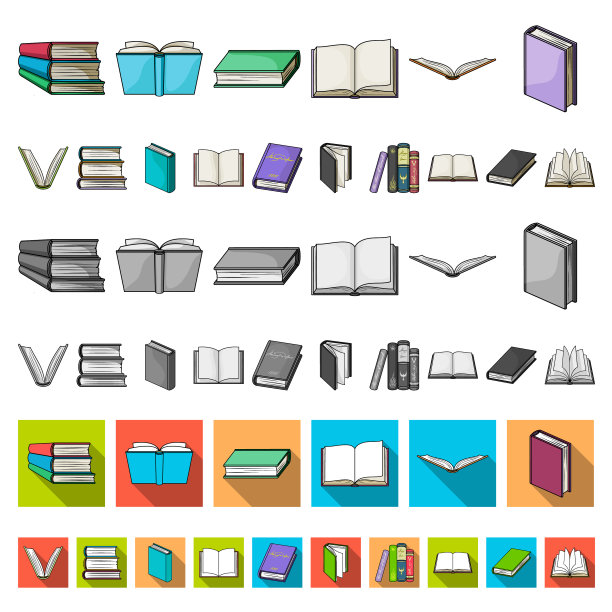 书在装订卡通图标集图片下载