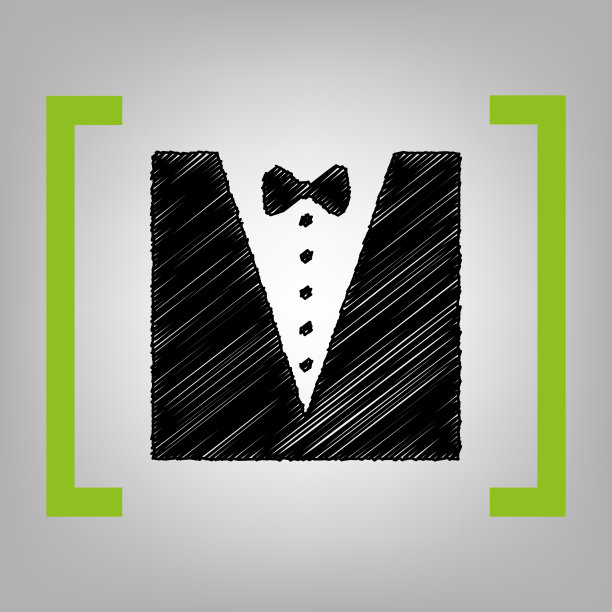 燕尾服与蝴蝶结剪影黑色潦草图片下载