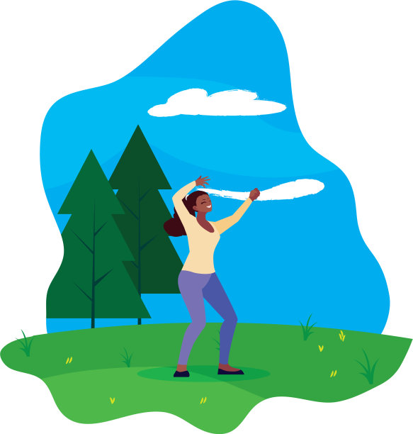 年轻女子在公园里庆祝图片下载