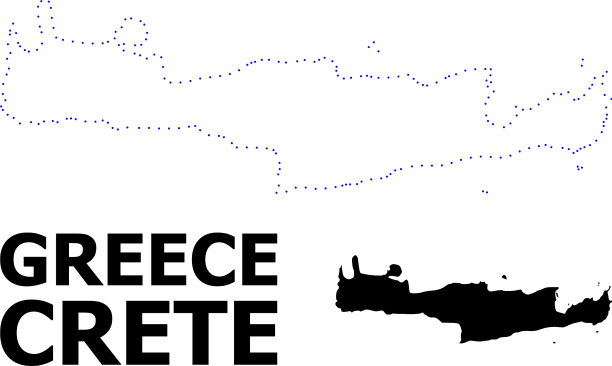 带克里特岛等高线虚线地图图片下载