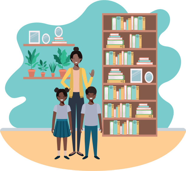 母亲和孩子在客厅的化身角色图片下载