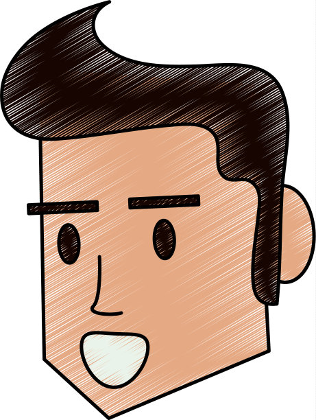 颜色铅笔侧脸的男人与发型图片下载