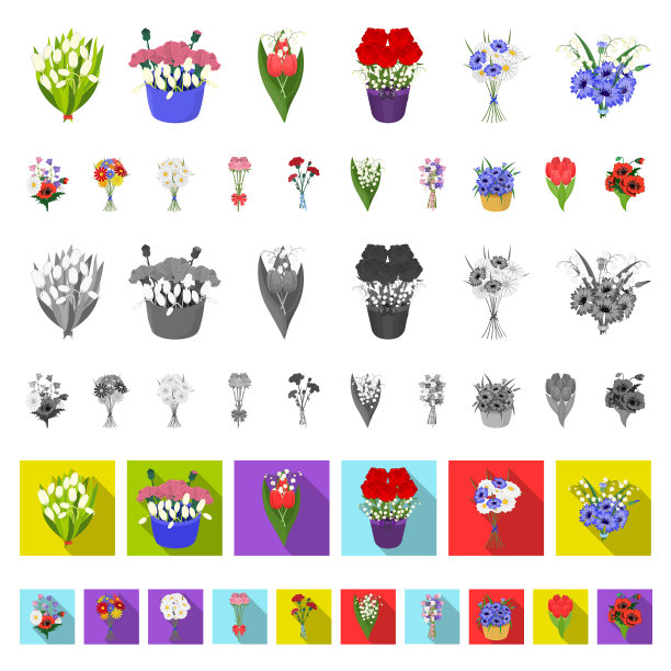 一束鲜花卡通图标在集图片下载