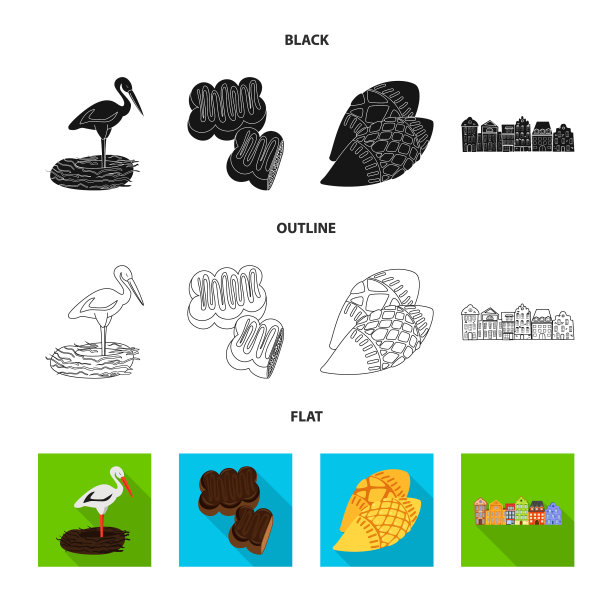 孤立对象的传统和旅游图标设置图片下载