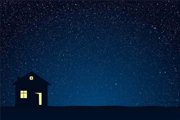 星空湛蓝，星光独栋图片下载