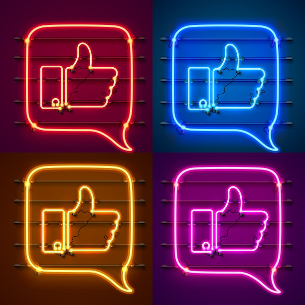 霓虹标识颜色集模板设计元素图片下载