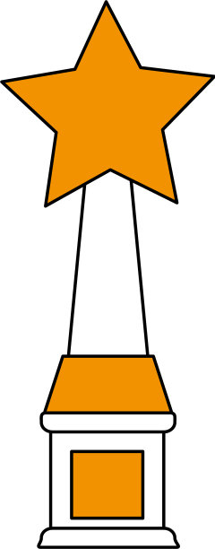 彩色剪影图像奖杯与象征星图片下载