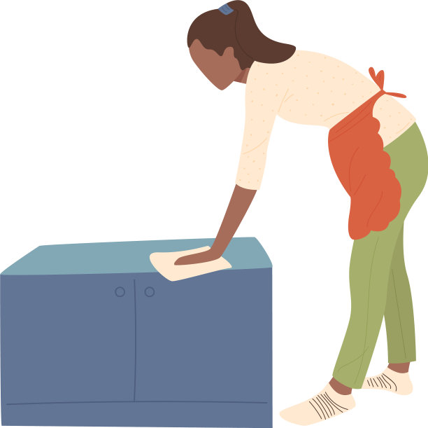 女孩手里拿着一块破布擦灰尘图片下载