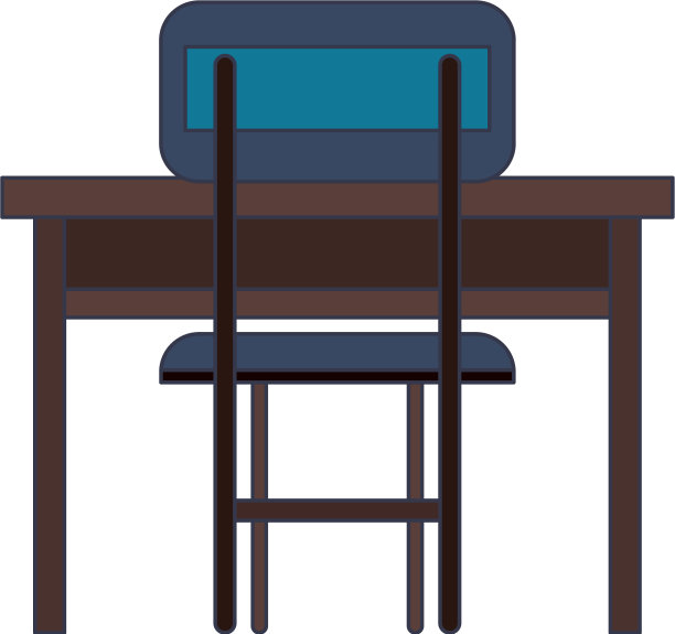 书桌与椅子隔离卡通图片下载