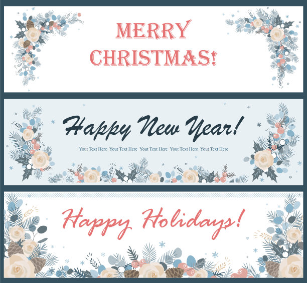 圣诞水平横幅或传单集图片下载