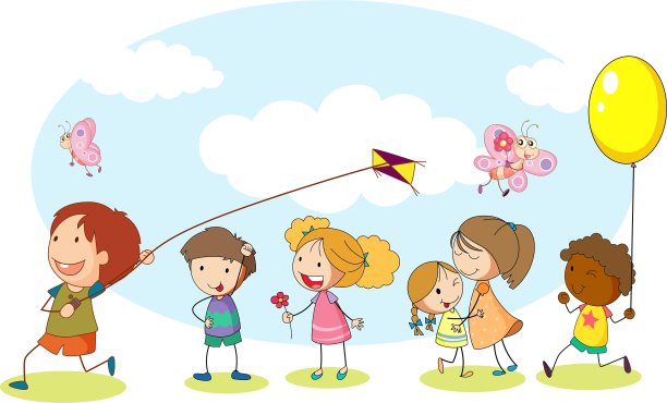 快乐的孩子们在花园里玩耍图片下载