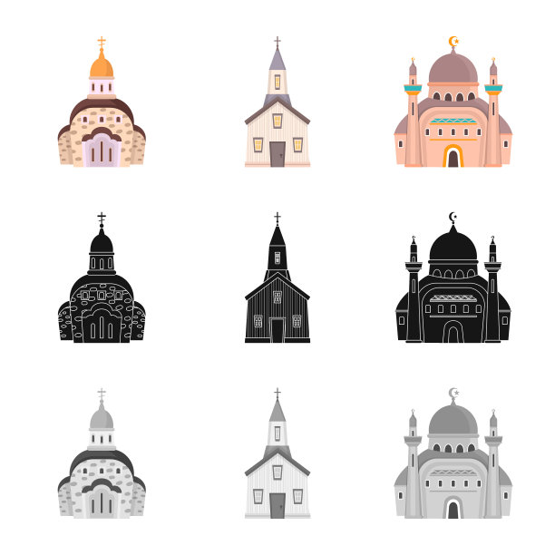 崇拜和寺庙图标设置图片下载