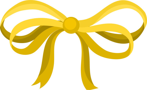 用亮黄色丝带做的可爱的小蝴蝶结图片下载
