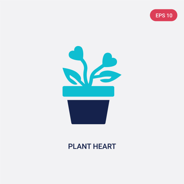 两种颜色植物心脏图标从慈善的概念图片下载