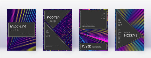 黑色宣传册设计模板集彩虹抽象图片下载