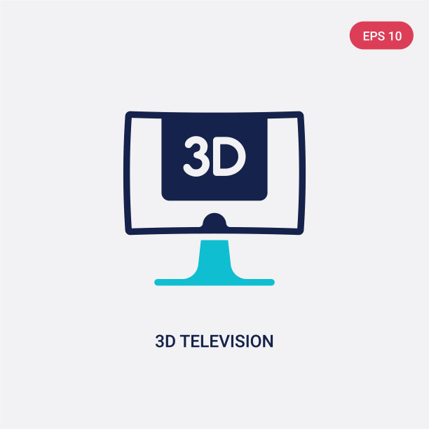 两个彩色3d电视图标从电影概念图片下载