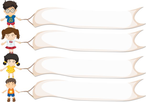 横幅模板与男孩和女孩图片下载