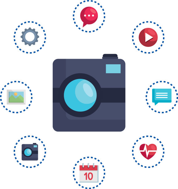 带有应用程序菜单的照相机图片下载