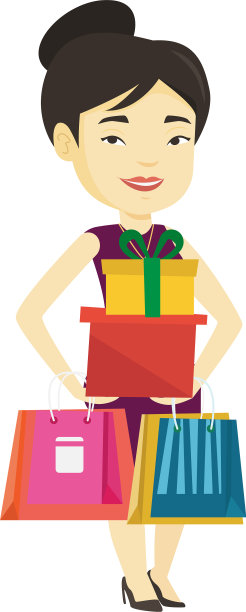 快乐的女人拿着购物袋和礼盒图片下载