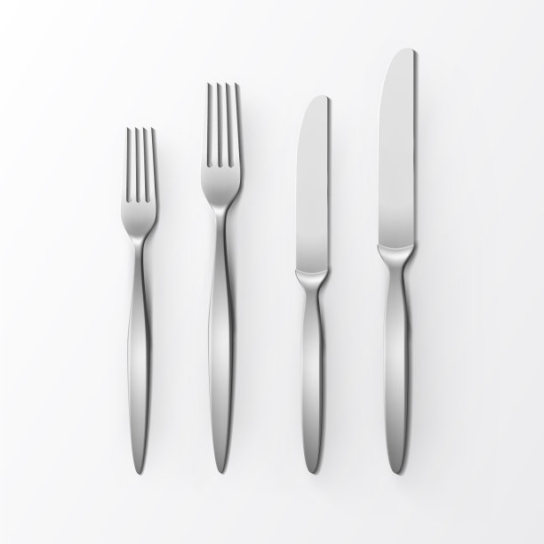 餐具套装银叉刀俯视图图片下载
